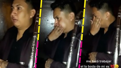 Músico llora al ver que le tocó trabajar en la boda de su ex