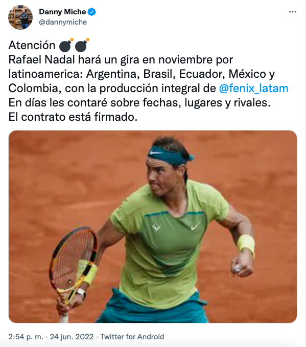 Lo que sabemos sobre la gira de Rafael Nadal por México y Latinoamérica