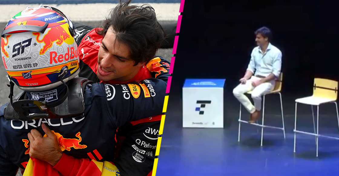 La peculiar imitación de Carlos Sainz a Checo Pérez tras recordar su triunfo en Silverstone