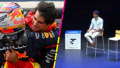 La peculiar imitación de Carlos Sainz a Checo Pérez tras recordar su triunfo en Silverstone