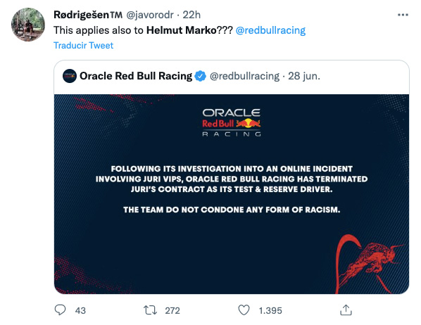 Fans acusan a Helmut Marko de racista