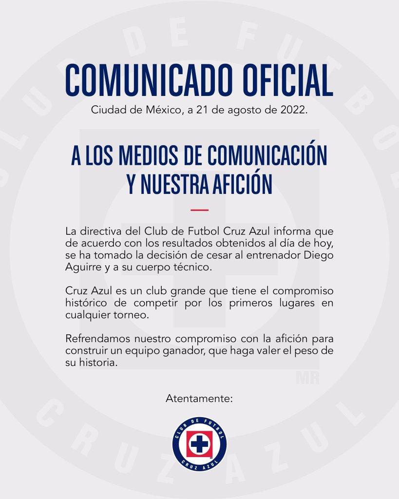 Despido Diego Aguirre Cruz Azul