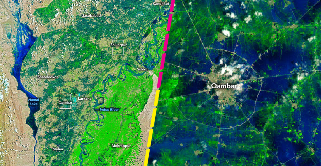 El antes y después de las inundaciones en Pakistán mostrado por la NASA