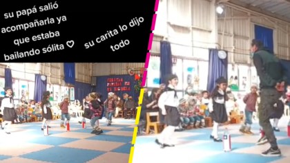 Papá se para a bailar con su hija en un bailable escolar y se hizo viral