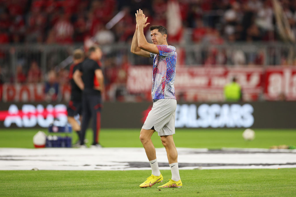 Robert Lewandowski en su regreso al Allianz Arena con el Barcelona