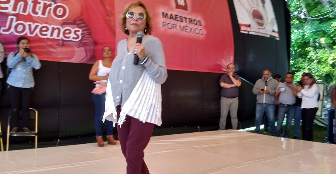 CHOLULA, PUEBLA, 07ABRIL2019.- La ex lideresa del Sindicato Nacional de Trabajadores de la Educación, Elba Esther Gordillo, participó en un acto político de la agrupación denominada “Redes Sociales Progresistas”. La “maestra” cuestionó a los actuales líderes del sindicato y llamó a sumar filas para una mejora al sector magisterial.