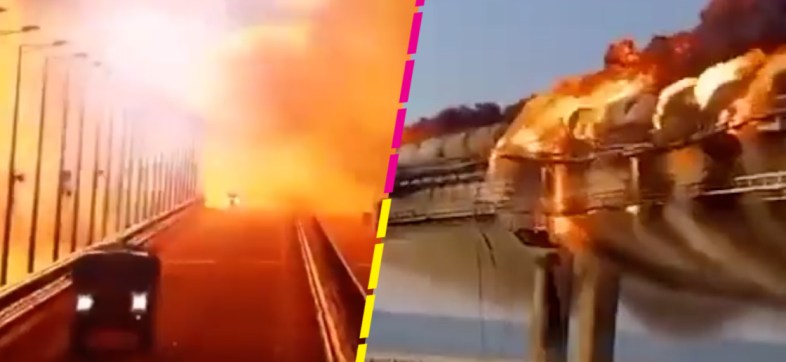 El momento de la explosión que derrumbó el puente entre Rusia y Crimea