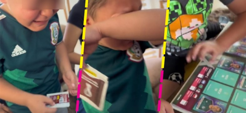 Niño llora de emoción por tener la estampa del ‘Chucky’ Lozano para su álbum Panini de Qatar 2022