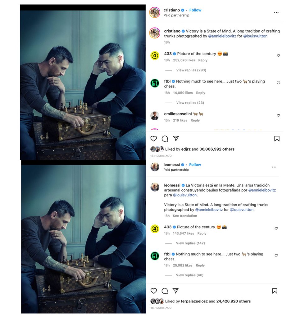 La foto viral de Messi y Cristiano para Louis Vuitton, ¿es falsa?