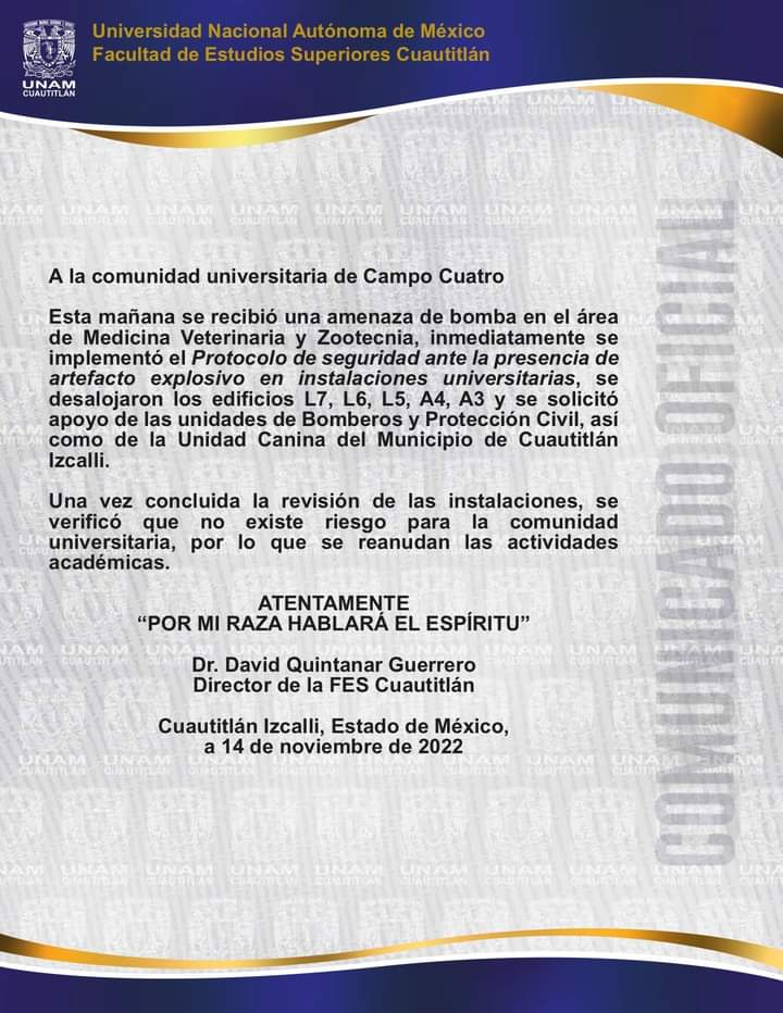 fes-cuautitlán-unam-amenaza-comunicado