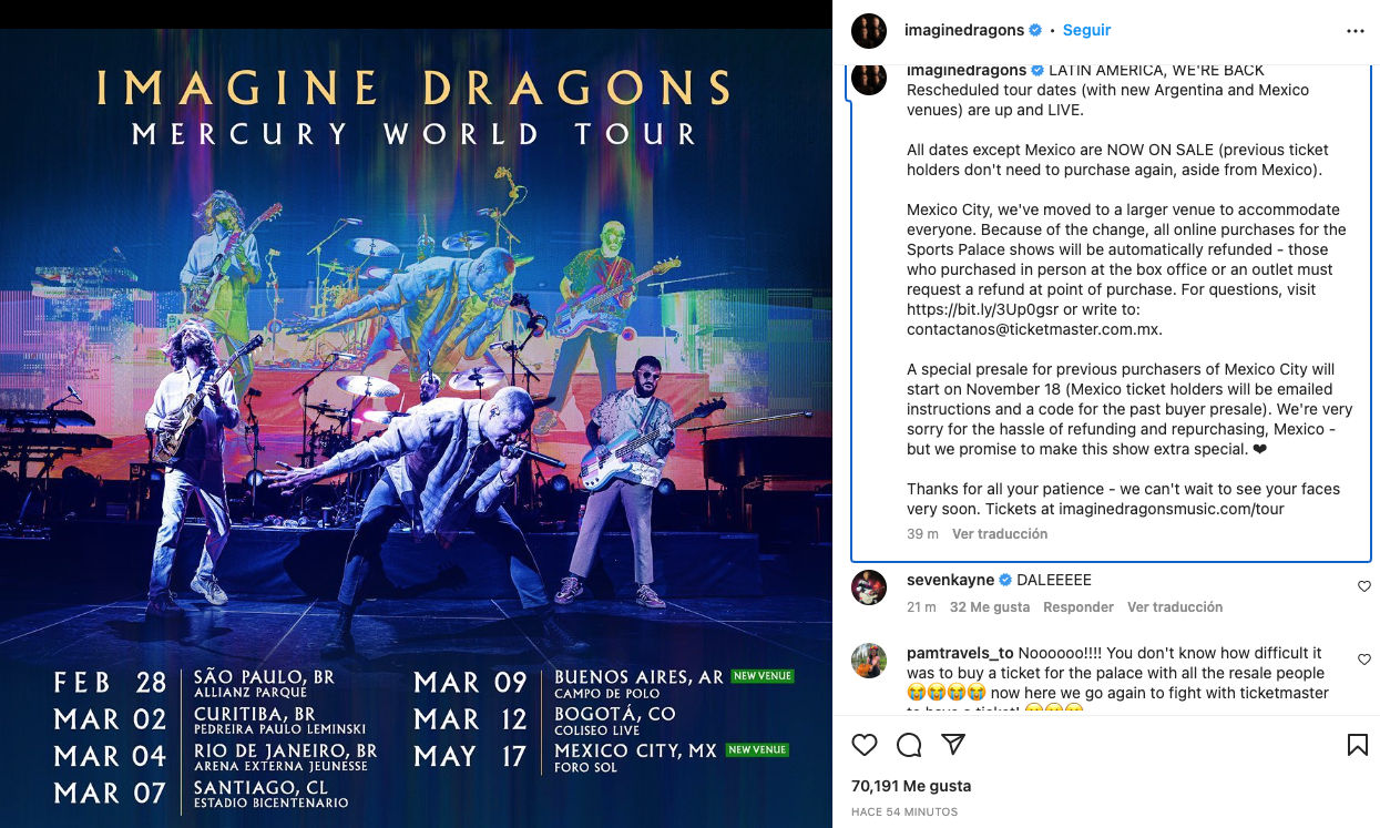 Tenemos nueva fecha para el concierto de Imagine Dragons en la CDMX