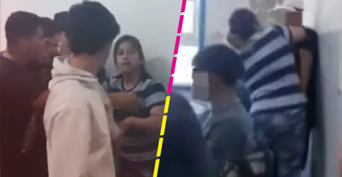 Mamá entra al salón de clases y golpea al joven que molestaba a su hijo