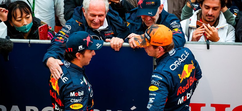 Helmut Marko y Checo Pérez