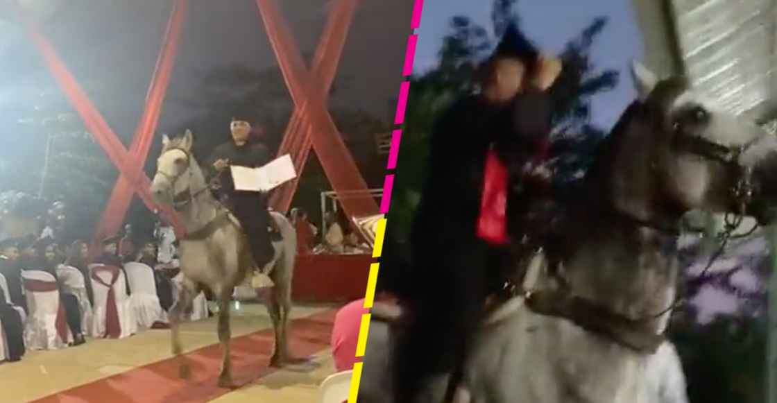 "Es mi amigo fiel": Joven se gradúa montado en su caballo y se hace viral