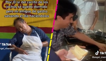 Qué rifados: Vendedor de hot dogs se queda dormido en el puesto y unos jóvenes le ayudaron a despachar