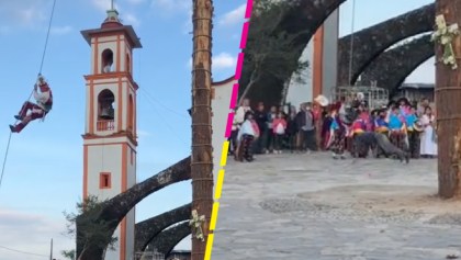 Se lo llevó de corbata: Volador de Papantla arrolla a un hombre y se hace viral