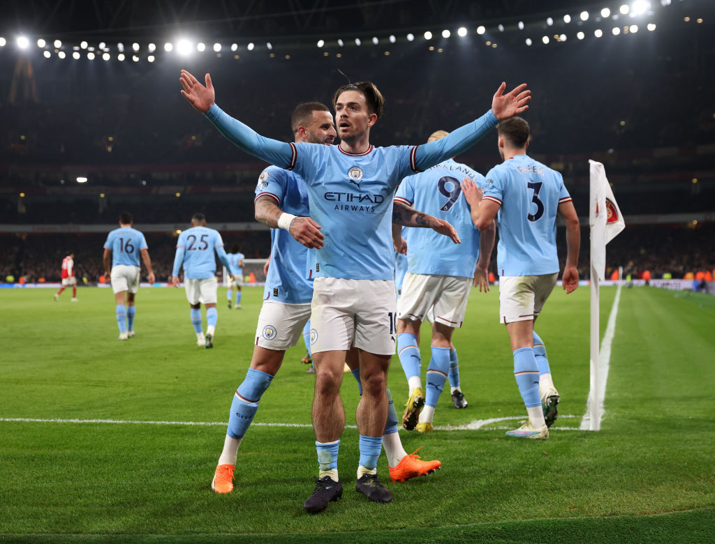 Jack Grealish celebra su gol ante el Arsenal