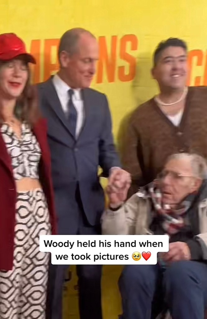 Checa la reacción de un abuelito de 98 años al conocer a Woody Harrelson