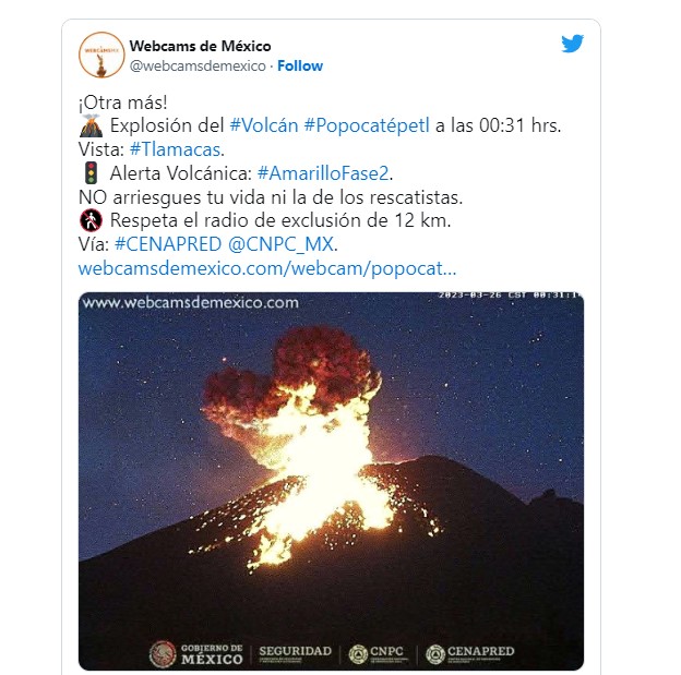 Imágenes de la explosión en el Popocatépetl