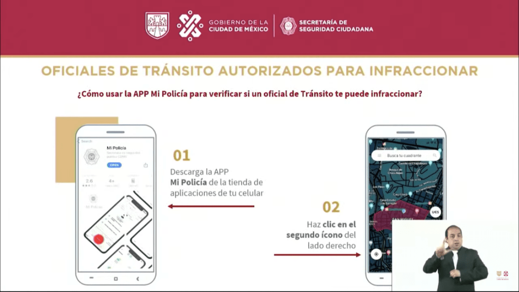 La aplicación para identificar a los policías de tránsito.