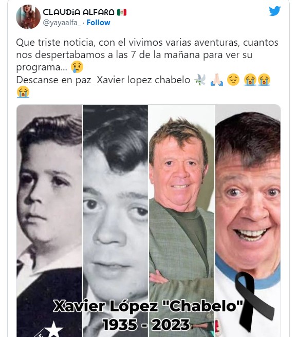 Las emotivas reacciones tras la muerte de Xavier López ‘Chabelo’