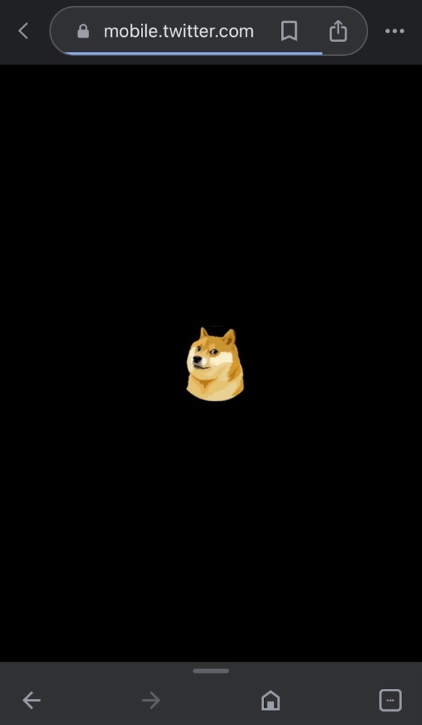 Doge cuando cargas la página de Twitter.