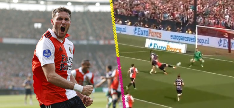 El gol de Santi Giménez para ser campeón de la Eredivisie con Feyenoord