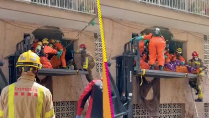 Hombre quedó atrapado bajo basura en Barcelona.