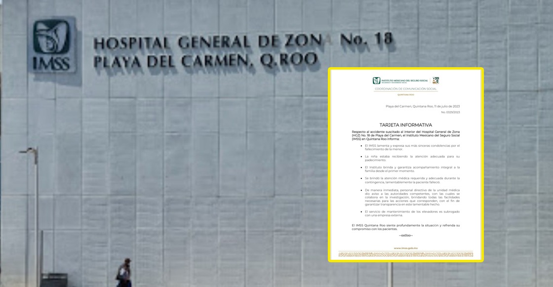 Una niña de 6 años murió prensada en un elevador del IMSS de Quintana Roo