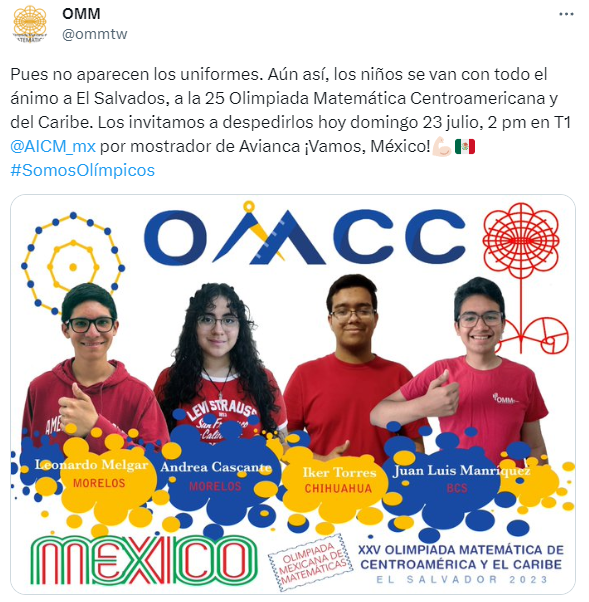 Mexicanos viajan con uniformes prestados a Olimpiada de Matemáticas; conductor de app no los entregó