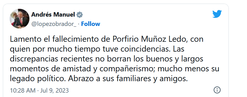 Murió Porfirio Muñoz Ledo a los 89 años