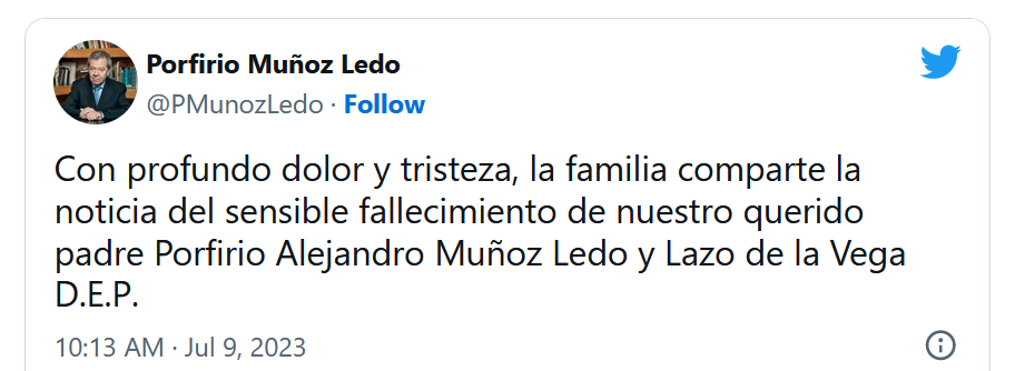 Murió Porfirio Muñoz Ledo a los 89 años