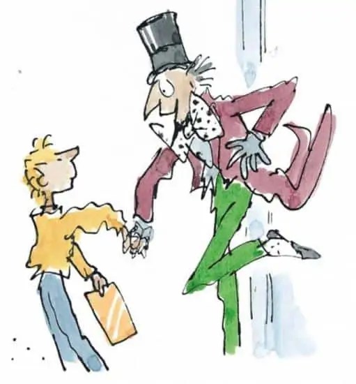 Ilustración de Charlie y Willy Wonka