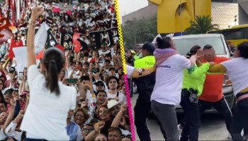 Golpean a policías en cierre de campaña de Sheinbaum en el Monumento a la Revolución