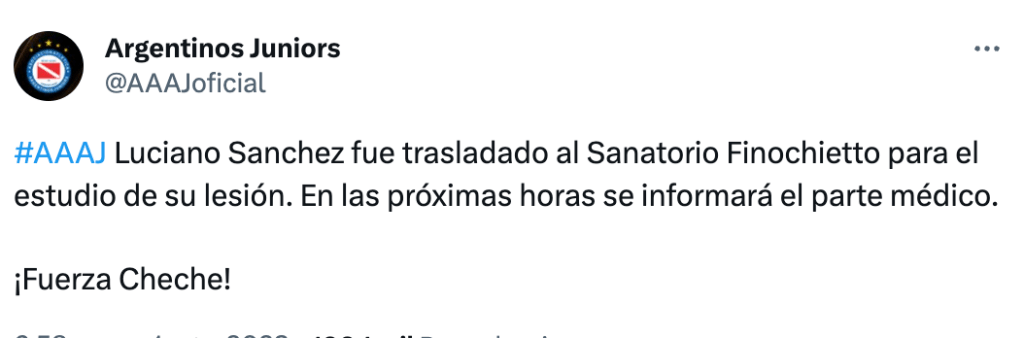 La publicación de Argentinos Juniors