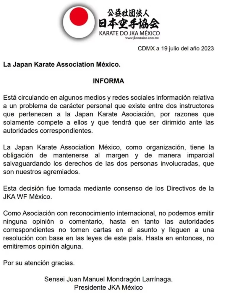 Comunicado JKA México