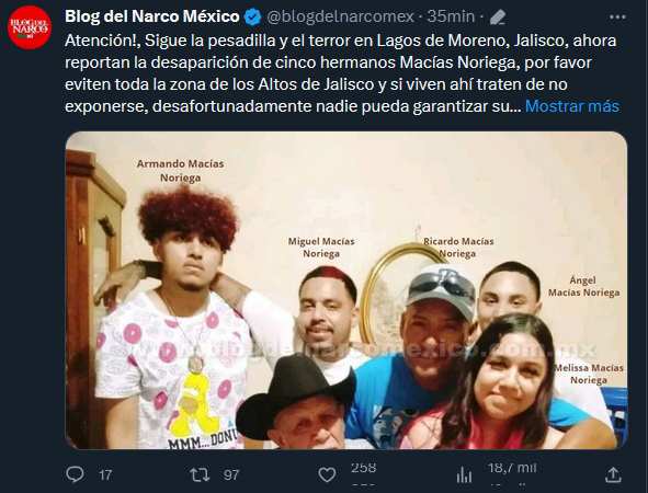 Reportan desaparición de otro grupo de jóvenes en Lagos de Moreno