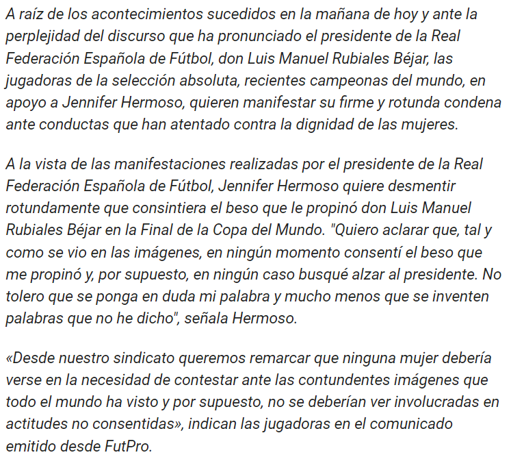 Luis Rubiales no renunció por el beso a Jenni Hermoso