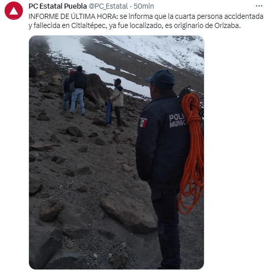 Mueren cuatro alpinistas al intentar escalar el Pico de Orizaba