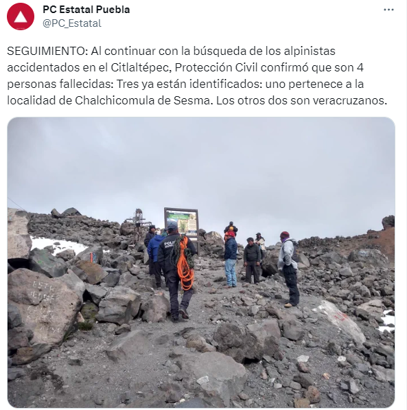 Mueren cuatro alpinistas al intentar escalar el Pico de Orizaba