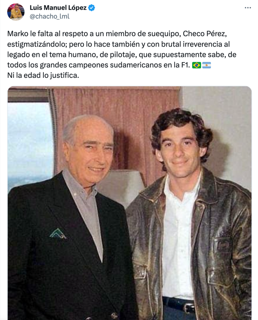 Chacho López y su publicación tras la frase de Helmut Marko