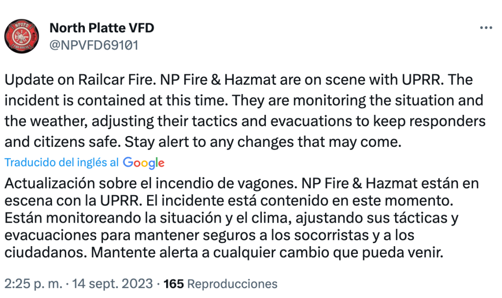 Explota un tren que llevaba ácido perclórico explotó en Nebraska