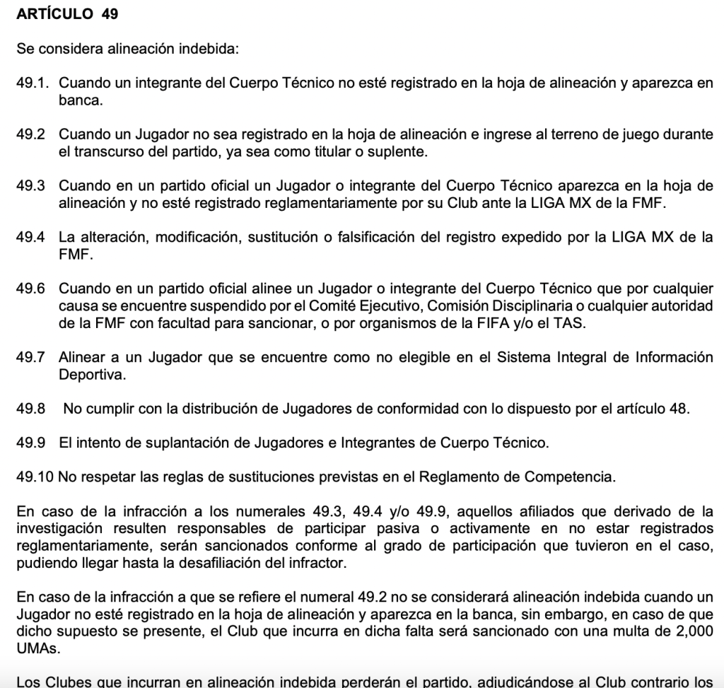 Reglamento sobre alineación indebida