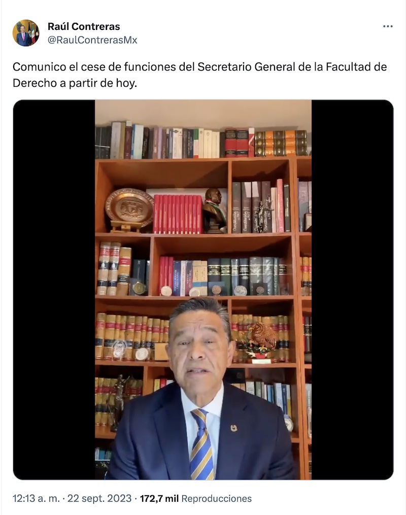 Cesan a secretario de la Facultad de Derecho por insultar a directora de la UNAM