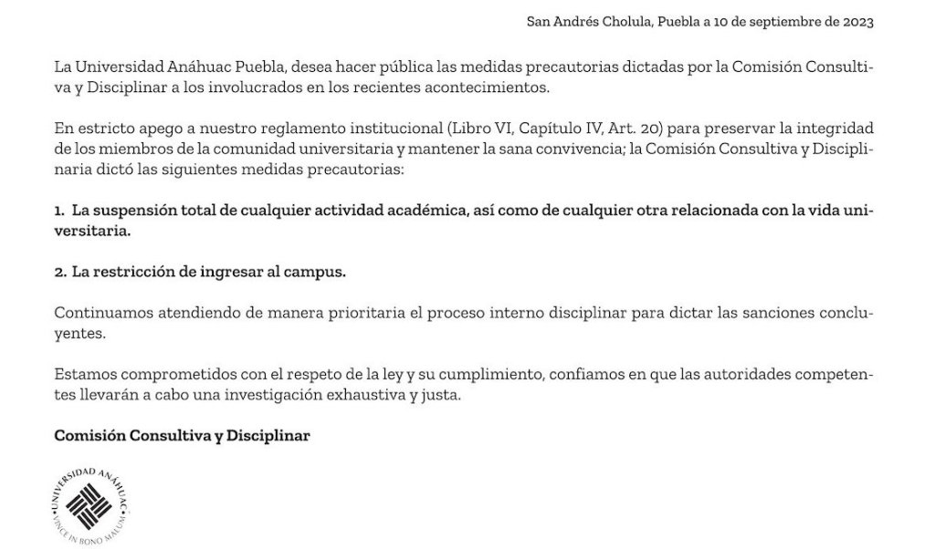 Universidad Anáhuac de Puebla suspende clases y cierra el campus tras golpiza a estudiante