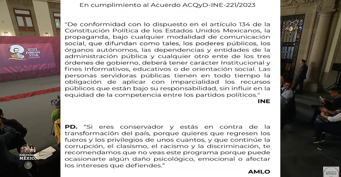 Siguen con la cortinilla de las mañaneras y el INE ordena quitar la posdata de AMLO