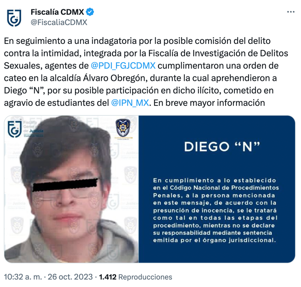 Arrestaron a Diego, estudiante del IPN que robó y alteró fotos con IA