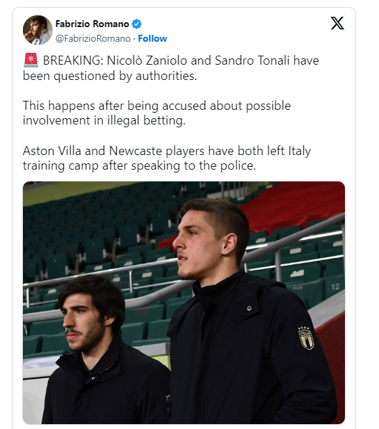 Sandro Tonali y Nicolo Zaniolo: Todo sobre los casos de apuestas ilegales en la selección de Italia