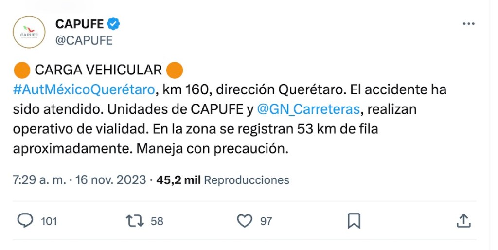 15 horas y 53 km de fila: México-Querétaro en caos por volcadura de pipa