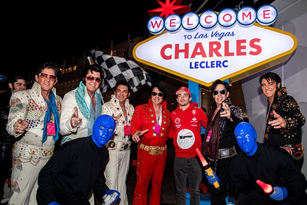 Charles Leclerc llegando al Circuito Callejero de Las Vegas